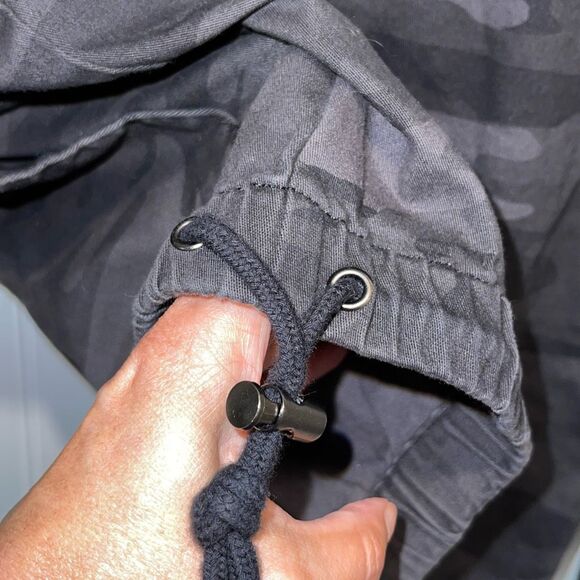 Democracy Womens Camouflage Full Zip Snap Drawstring Jacket Black Gray Small - Picture 5 of 8